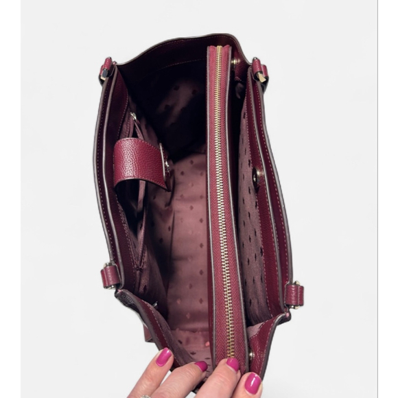 Kate Spade Brim Pebbled Leather Laptop Tote with Detachable Sleeve in "Berry" - Picture 6 of 12